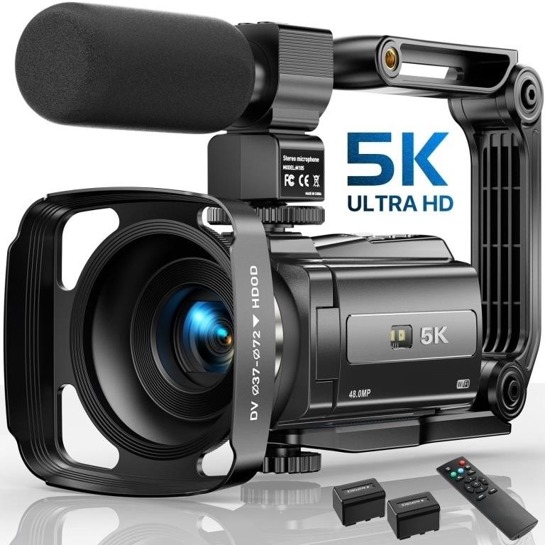 5K Video Camera Camcorder, 48MP UHD Wifi IR Night