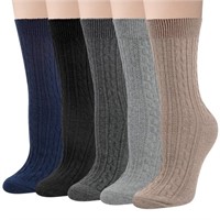 YSense 5 Pairs Womens Wool Socks Thick Knit Warm W