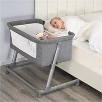 E6478 Infant Bedside Bassinet w/ Wheels Gray