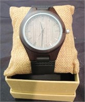 Wooden engraved watch