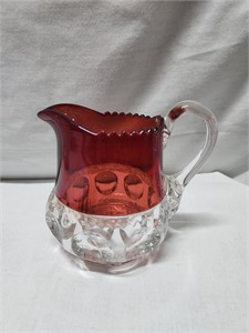 Red & Clear Glass Pitcher