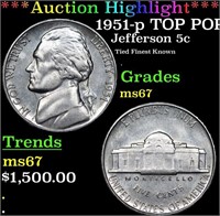 ***Auction Highlight*** 1951-p Jefferson Nickel TO