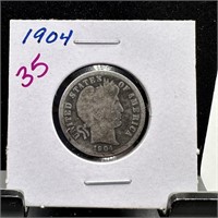 1904 BARBER SILVER DIME