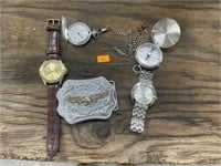 Pocket watches , belt buckle , watches