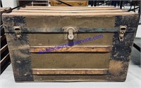 Brown Antique Steamer Trunk Chest (38 x 24 x 20)