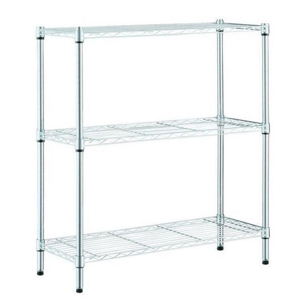 3-Tier Steel Wire Shelving Unit in Chrome (24 in.