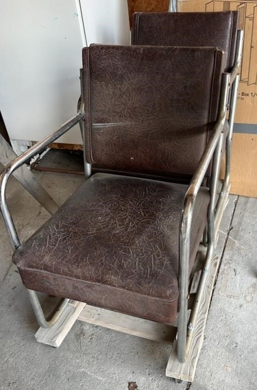 2 Rolling Leather Chairs (Bolted to Casters).