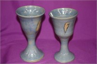 2 Studio pottery challis cups 7"