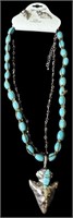 Native Arrowhead Necklace & Earrings Set