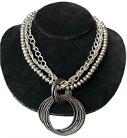 Multi Strand Silver Tone Necklace