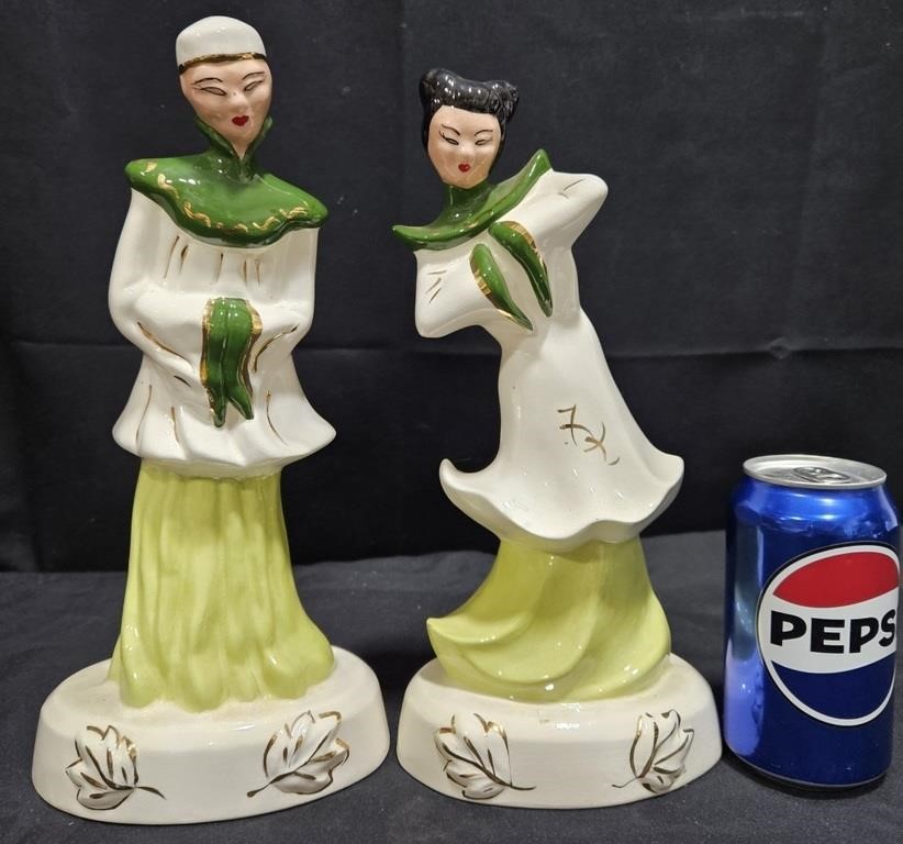 Pair Vintage Asian Man & Woman Figurines