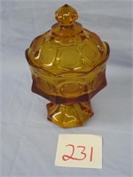 Amber Coin Dot Lidded Compote (8.5" tall)