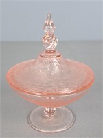 Pink  Depression Glass Covered Dish