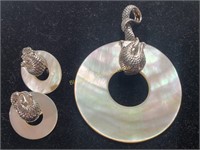Marked 925 Mothet of Pearl Earrings/Pendant