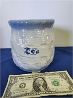 Blue & White Stoneware Tea Canister