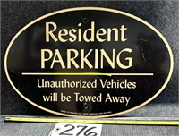 Oval Metal Resident Parking Sign
