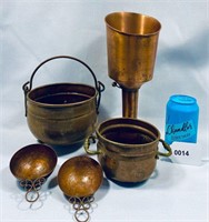 VTG Copper Measuring Spoons, Pots & Funnel