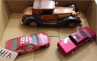WOODEN CAR- TIM STEELE RACE CAR AND PICK UP