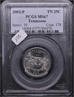 2002 P PCGS MS67 TENNESSEE STATE QUARTER