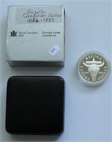 PROOF 1982 CANADA SILVER DOLLAR W BOX PAPERS
