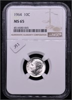 1964 NGC MS65 ROOSEVELT DIME