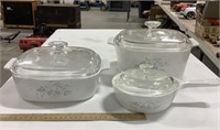 3 Corning Ware dishes
