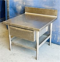 Short Stainless Steel Table with Drawer, 30” w x