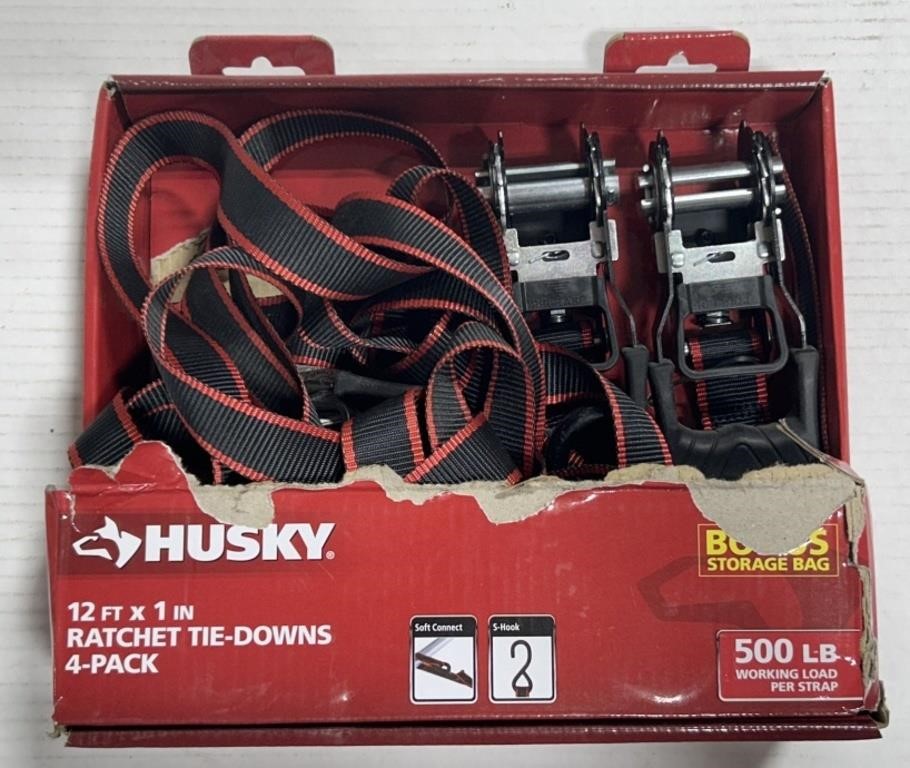 (CW) Husky Ratchet Tie-Downs (3) 12ft x 1in