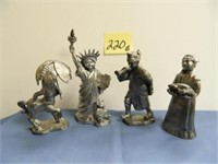 (4) Michael Ricker Pewter Figures - Statue Of -