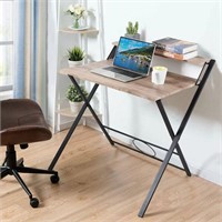 FurnitureR 31.9'' Folding Desk 2 Tier