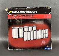 Gear Wrench 14pc SAE 6 Pt Deep Socket Set NEW