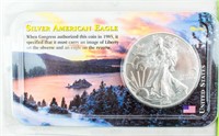 Coin 2001 American Silver Eagle BU Carded