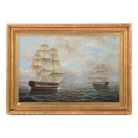 T. Slowsky. American Frigates at Sea, oil