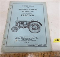 Allis Chalmers model "U" tractor parts book