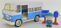 Buddy L Postal Van With Mailman & Two Mailboxes
