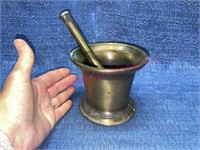 Vtg brass mortar pestle set