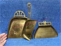 2pc Art Deco brass crumb butler & dust pan