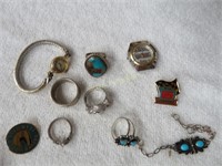 Jewerly Lot: Longines Watch, Rings, Pins