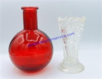 Pressed Glass & Red Glass Vases