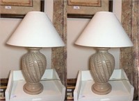Beige Painted Wood Table Lamps