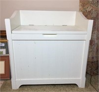 White Wood Bench with Storage