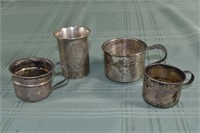 4 sterling silver child's cups, 174g tw; as is