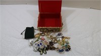 Sea Shell Jewelry Box w/Pin Jewelry Lot