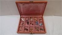 Vintage Jewelry Box with Clip-on and Screwback