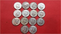 (14) KENNEDY HALF DOLLARS (1966/1965)