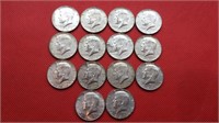 (14) KENNEDY HALF DOLLARS (1967/1966)