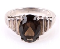 4.0CT BROWN TOPAZ STERLING SILVER LADIES RING