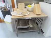 S/S Timber Top Table with Underbench Shelving