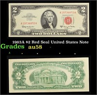 1963A $2 Red Seal United States Note Grades Choice