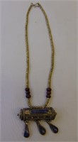 Lapis & Wood Bead Necklace